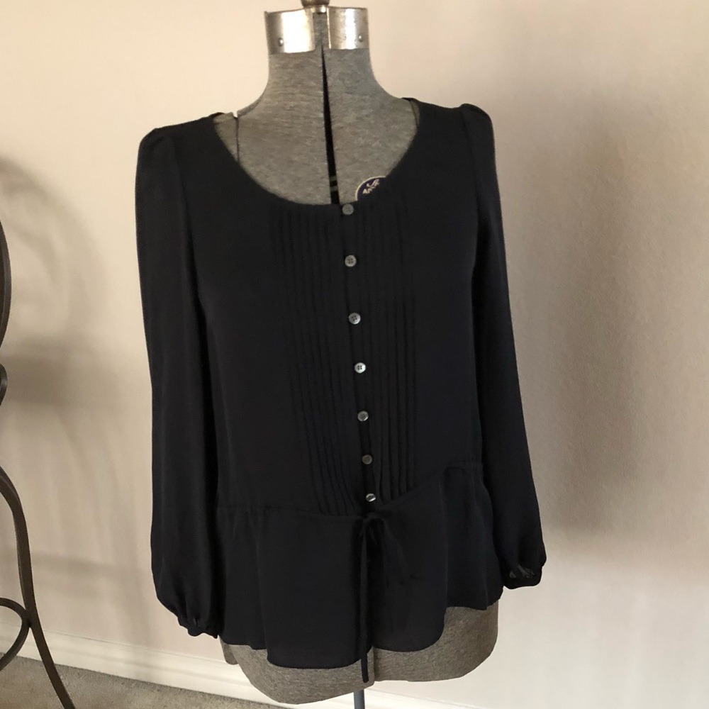 NWOT Theory Black Peasant Blouse - Picture 1 of 7